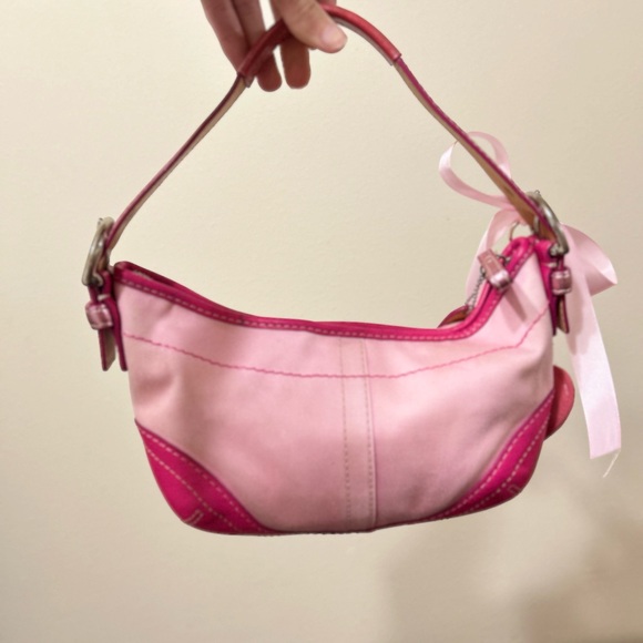 Coach Vintage Y2K Hot Pink Leather Hobo Shoulder Bag - Picture 3 of 9